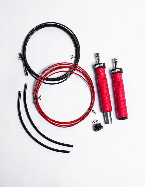 Corde à sauter Superare Deluxe avec poids amovibles - Rouge/Noir