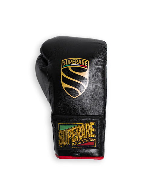 Gants de boxe à lacets S458 Pro – Noir/Rouge (CUIR DE CHEVAL)