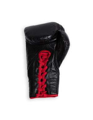 Gants de boxe à lacets S458 Pro – Noir/Rouge (CUIR DE CHEVAL)